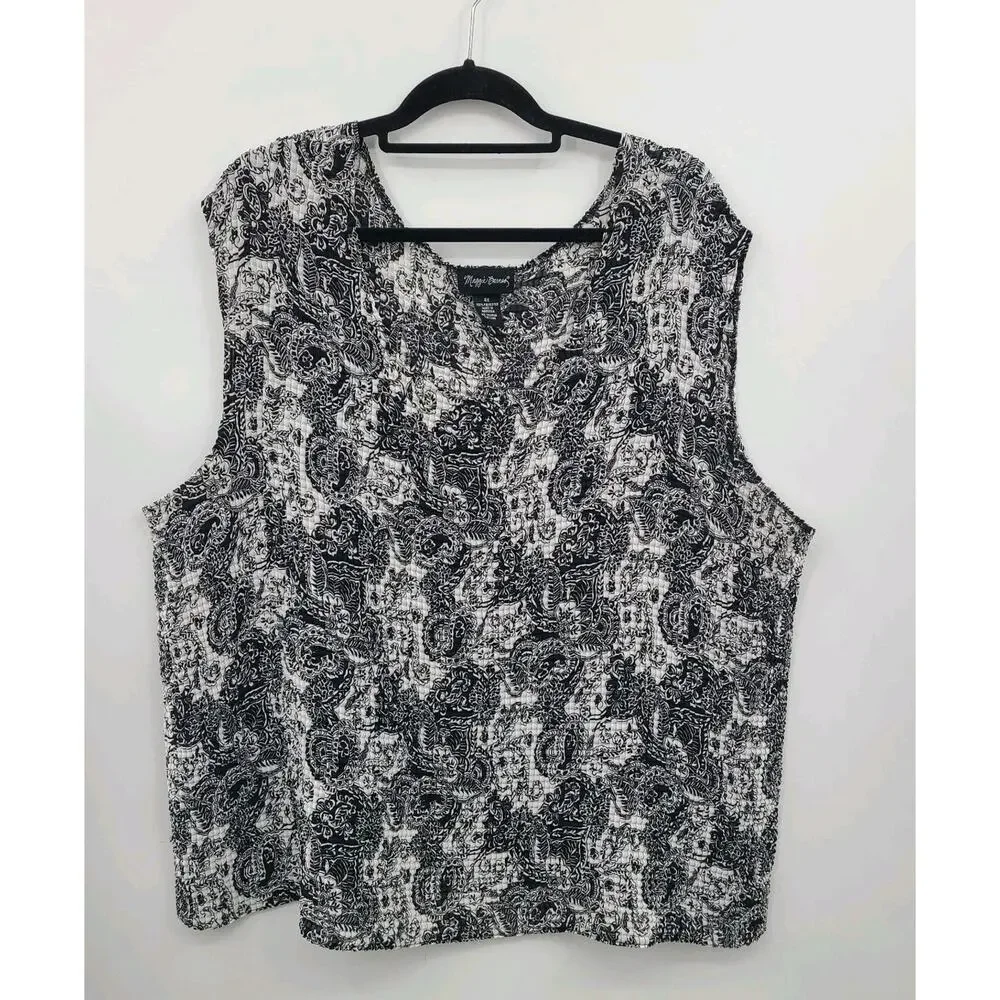 MAGGIE BARNES WOMEN'S Paisley TANK TOP SLEEVELESS BLOUSE SIZE 4X Business Career